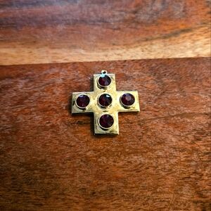 Jeweled Byzantine Cross (Yellow Gold)(Garnet)
